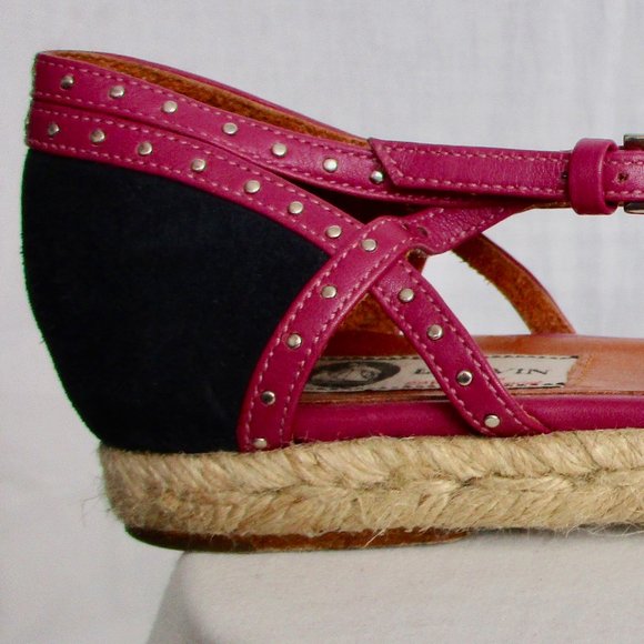 Lanvin Fuchsia and Black Suede Studded Espadrilles (Pre-owned) Size 39 EU / 9 US - Picture 10 of 16